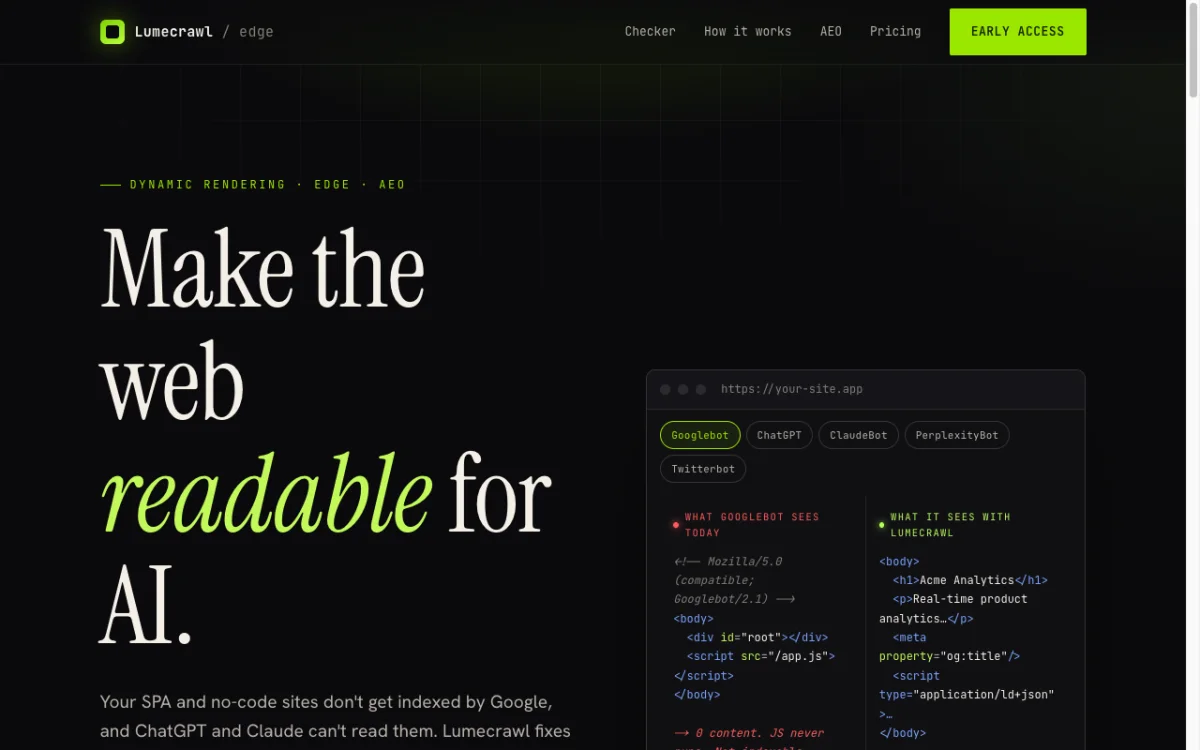 LumeCrawl — Web'i yapay zeka için okunur yap