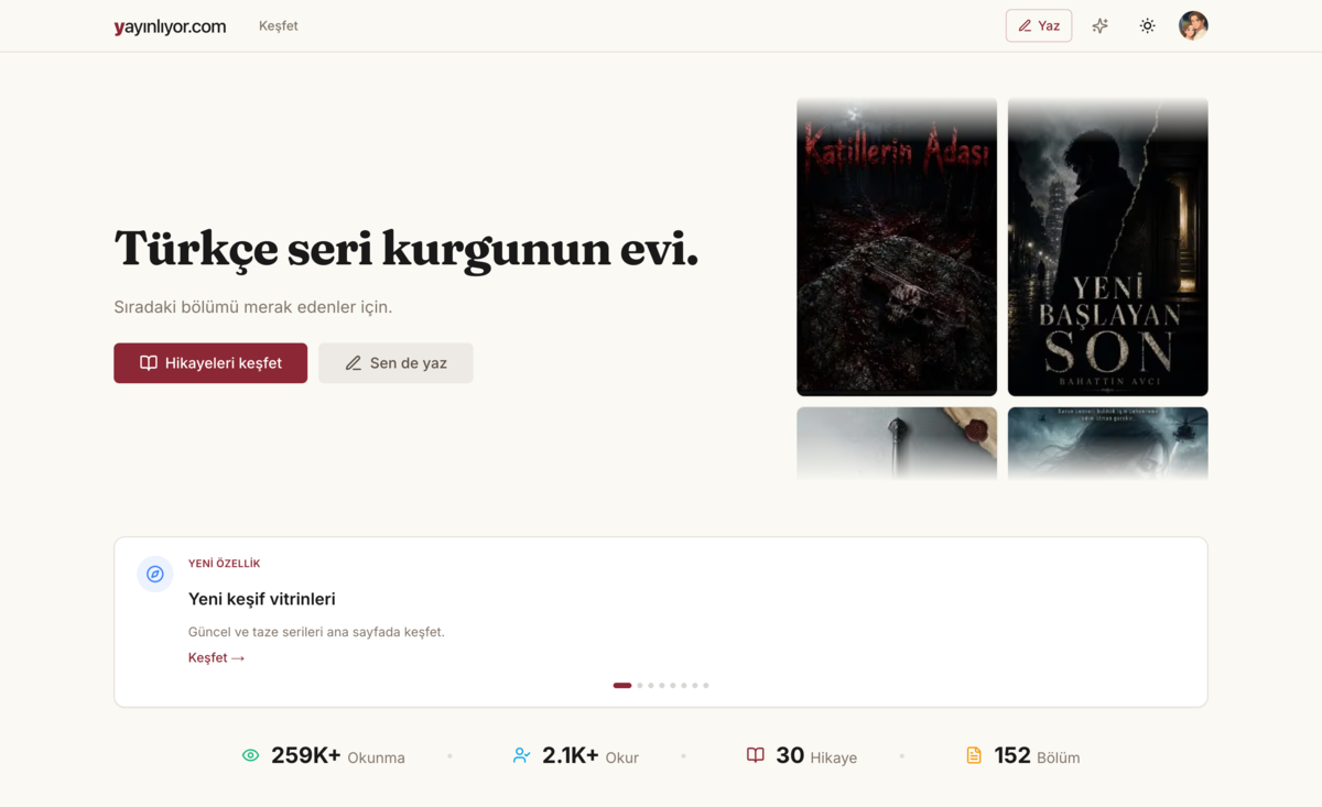 Yayınlıyor — Türkçe seri-kurgu platformu